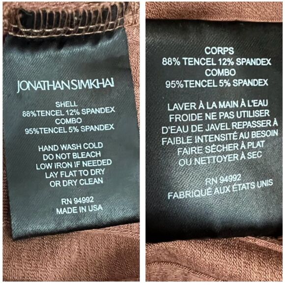 Jonathan Simkhai Standard Celia Ribbed Pleated Wide Leg Stretch Pants in Teak M - Picture 8 of 10